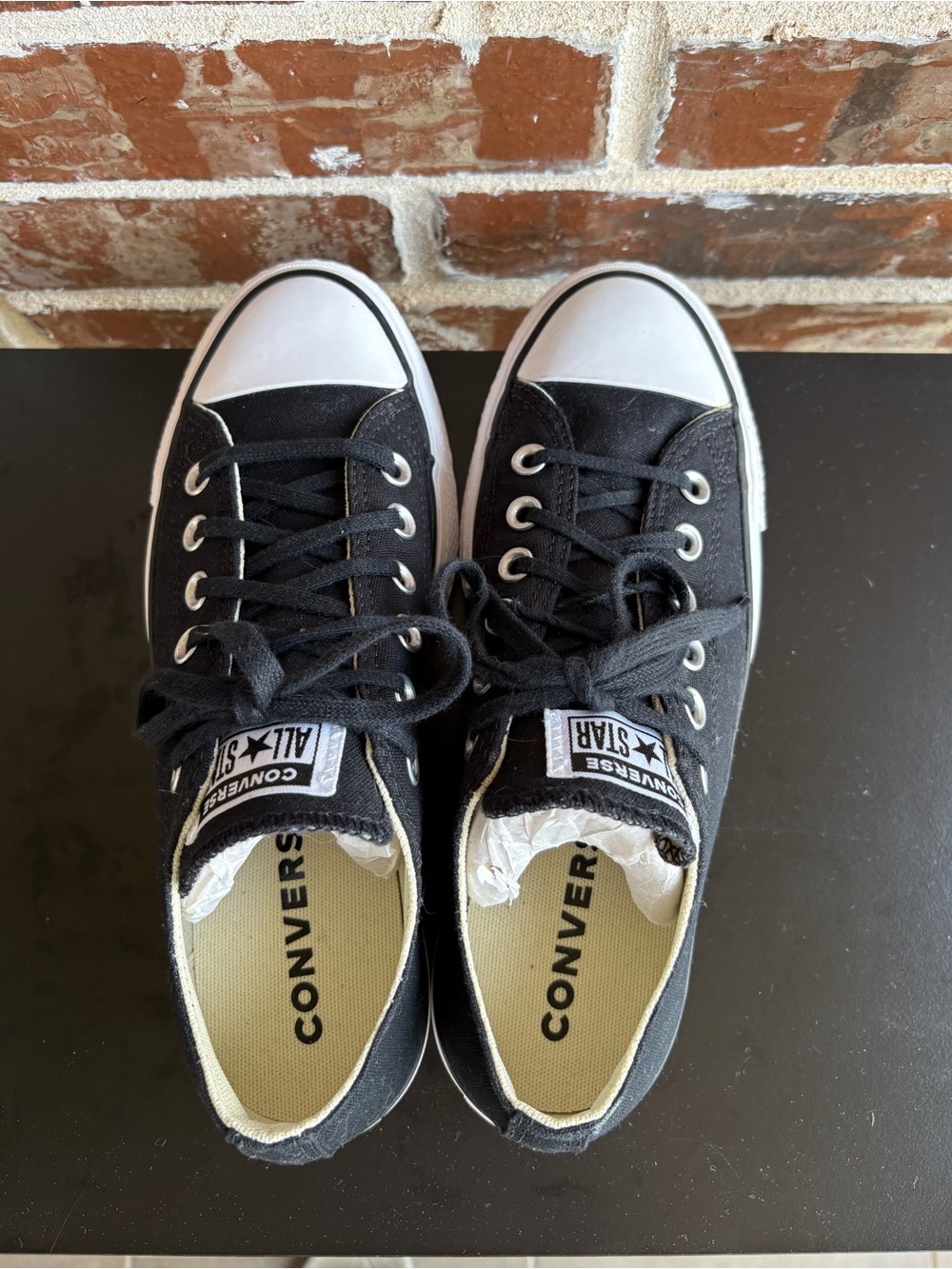 Converse Chuck Taylor All Star Low-Top Black Platform Sneakers Size 7.5 - Picture 5 of 13